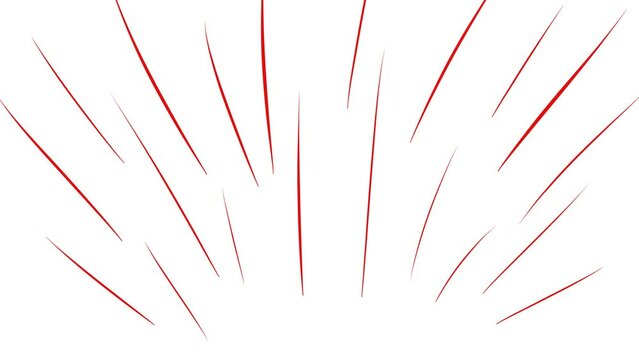 Red lines or rays point in one direction, forming a hemisphere. The art can be used for holiday texts or logos.