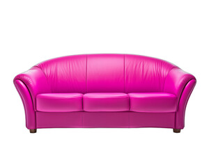 Elegant pink leather sofa isolated on white background Contemporary furniture design