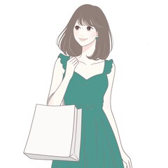 買い物/ショッピング/セール/バーゲン/お出かけ/女性・女の子のイラスト素材