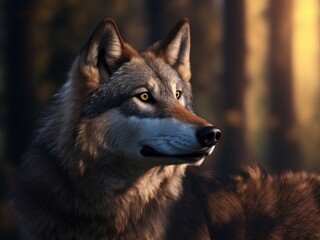 Obraz premium Portrait of wolf on dark background. Polar wolf.