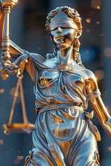 Majestic Statue of the Goddess of Justice Presiding over the Hallowed Halls of the Tribunal