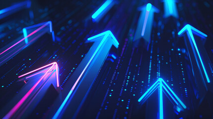 Fintech upward arrow chart background, stock stock market financial economic growth trend concept illustration