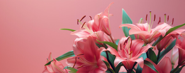 Elegant Pink Lilies Bouquet on Soft Background