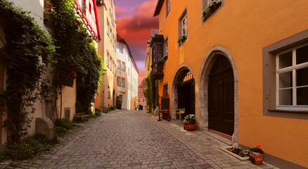 Rothenburg ob Der Tauber, Bavaria, Germany - medieval town, popular place for tourism, scenic...