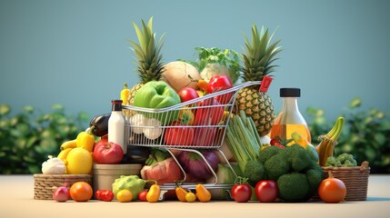 Food shopping supermarket background design - obrazy, fototapety, plakaty