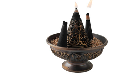 Traditional Eid Incense Cones in Decorative Setting PNG