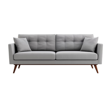 Elegant gray sofa isolated on white background 3D rendering