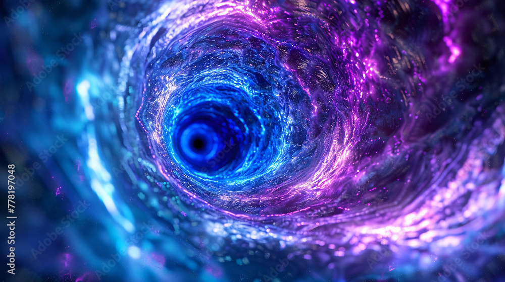 Poster particle flow tunnel space vortex, internet science and technology creative background