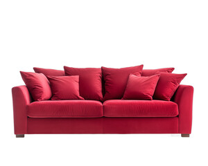 Fototapeta premium Red velvet sofa isolated on white background 3D rendering