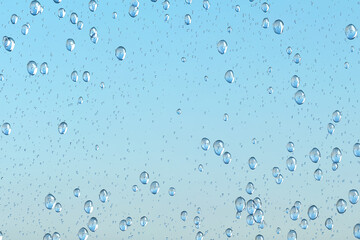 Water droplets condensation drops overlay refreshing blue background