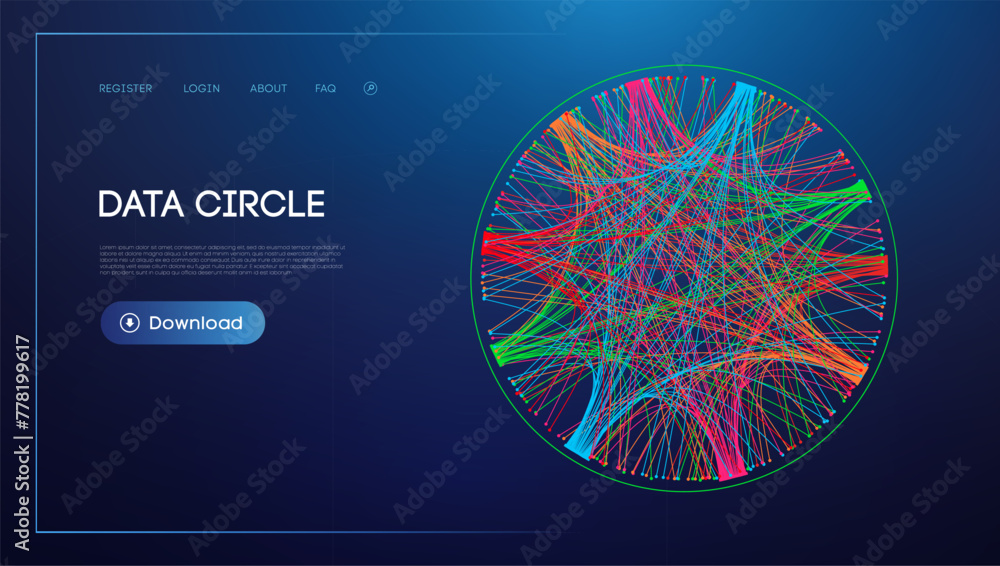 Poster data circle line flow and future technology. data stream cloud network.