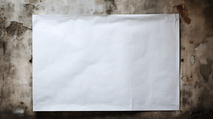 Blank white paper sheet on iron wall background.