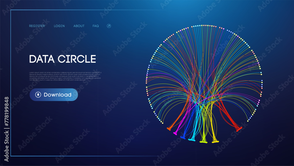 Poster data circle line flow and future technology. data stream cloud network.