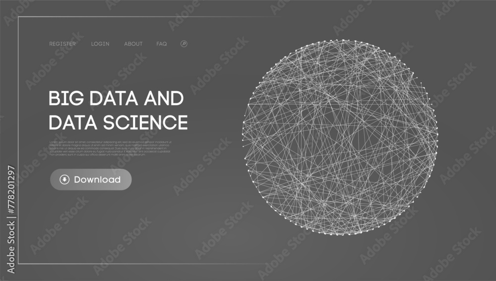 Poster big data and data science. futuristic technology data visualisation.