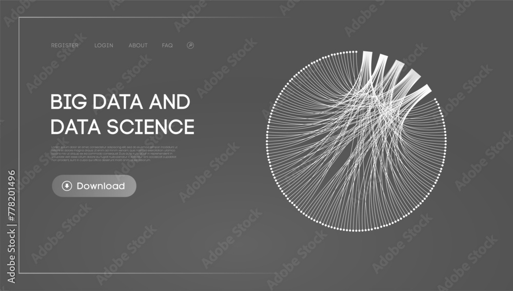 Poster big data and data science. futuristic technology data visualisation.