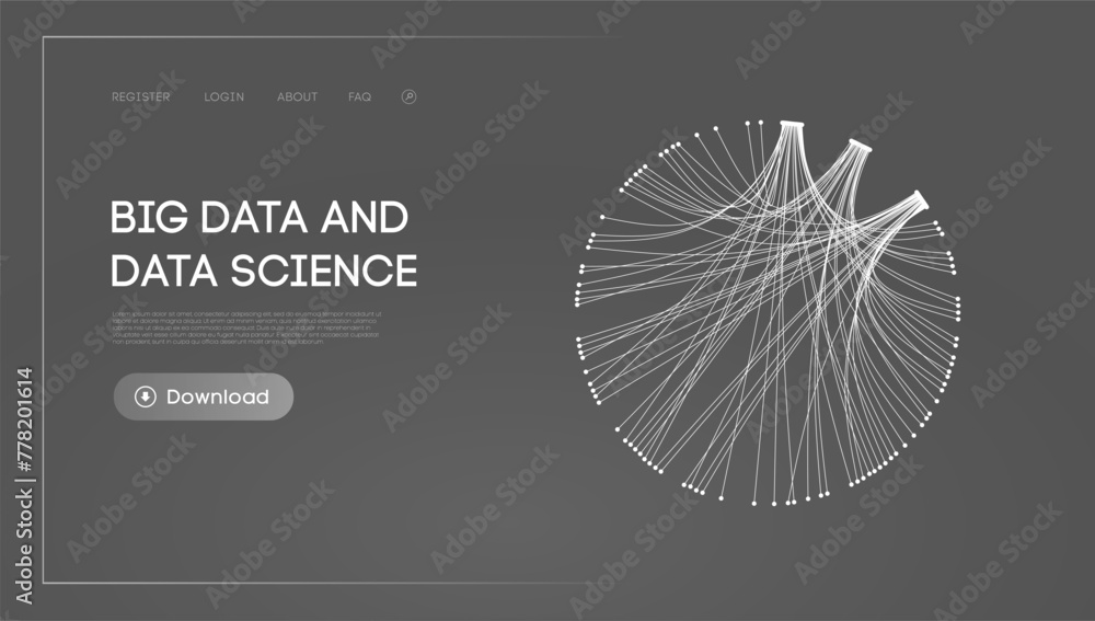 Poster big data and data science. futuristic technology data visualisation.