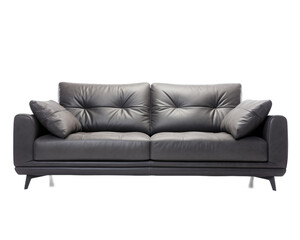 Black leather sofa isolated on white background 3D rendering