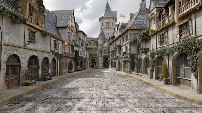 Historical Renaissance Town Square in 3D for Educational Purposes.