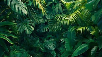 Fototapeta na wymiar tropical green leaves rainforest leaf