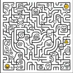 Maze Game For Kids , Coloring Pages Vector