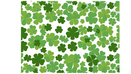 Patrick day background with vector four-leaf clover pattern background. Lucky fower-leafed green 