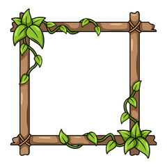 wood frame nature with leaf illustration