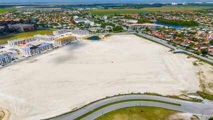 Aerial photo stages construction complex Miami FL
