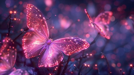 Butterflies with wings like nebulae fluttering through the cosmos their trails sparkling with stardust against a backdrop of distant galaxies