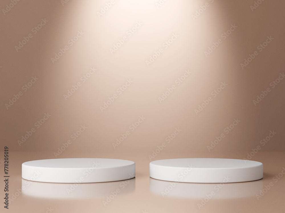 Poster set of cylinder pedestal podium display, empty room background. abstract modern rendering 3d shape f