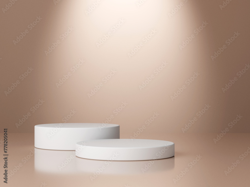 Poster set of cylinder pedestal podium display, empty room background. abstract modern rendering 3d shape f