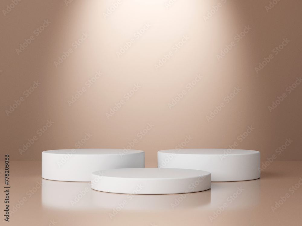 Poster set of cylinder pedestal podium display, empty room background. abstract modern rendering 3d shape f