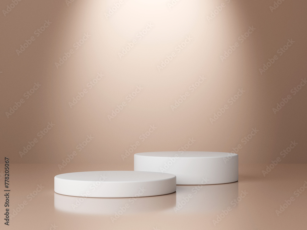 Poster set of cylinder pedestal podium display, empty room background. abstract modern rendering 3d shape f