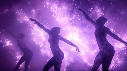 Celestial bodies forming the backdrop for a grand ballet performance art style fusion