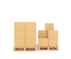 cardboard boxes on a pallet