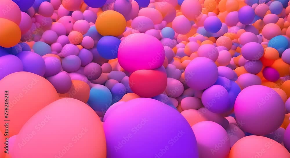 Poster abstract 3d animation of colored bubble motion design seamless looped video