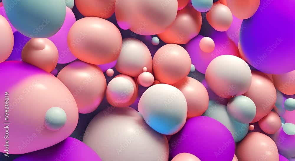 Poster abstract 3d animation of flying blobs modern background design seamless looped video