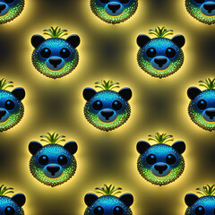 Seamless pattern with cute panda heads. illustration.