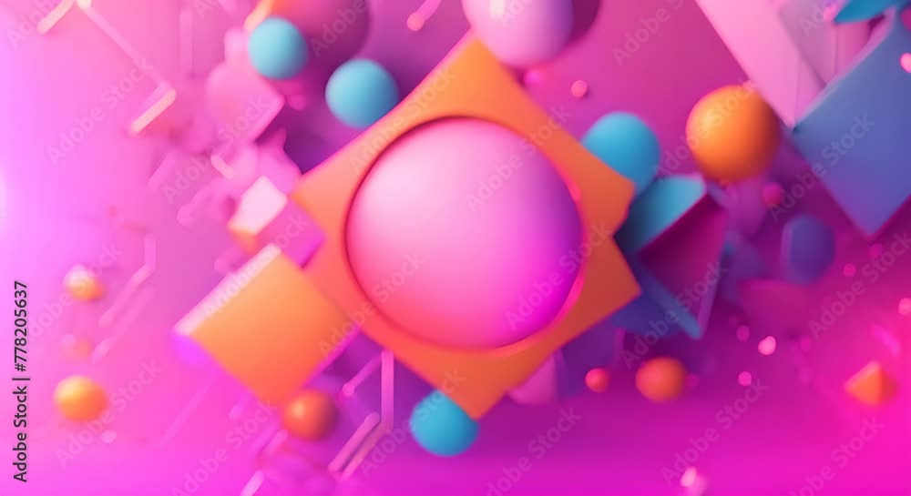 Poster abstract 3d render background with moving geometric shapes modern animation motion design seamless l