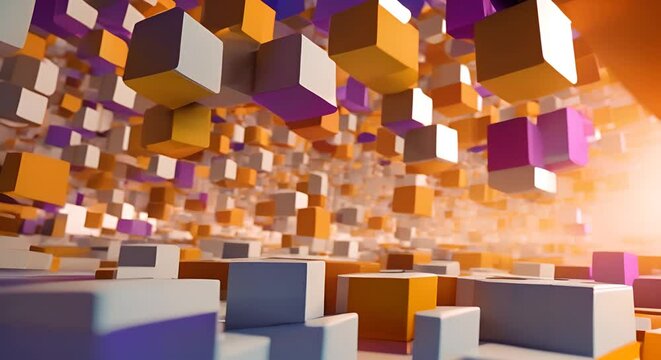 Abstract 3d render geometric background with cubes modern animation motion design seamless looped video