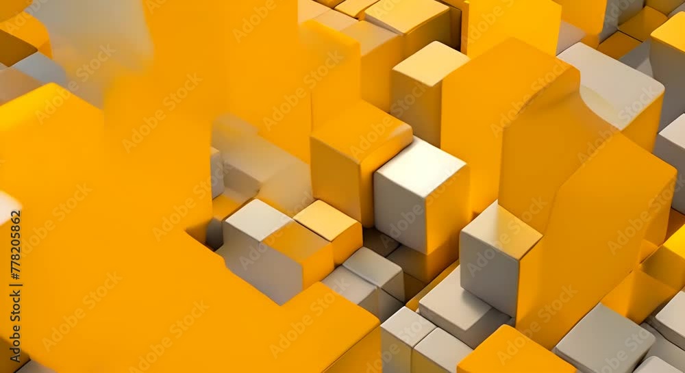 Poster abstract 3d render yellow geometric background with cubes modern animation motion design seamless lo