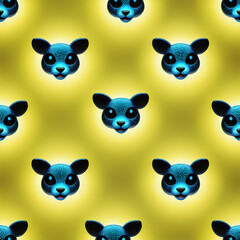 Seamless pattern with blue panda heads. illustration.