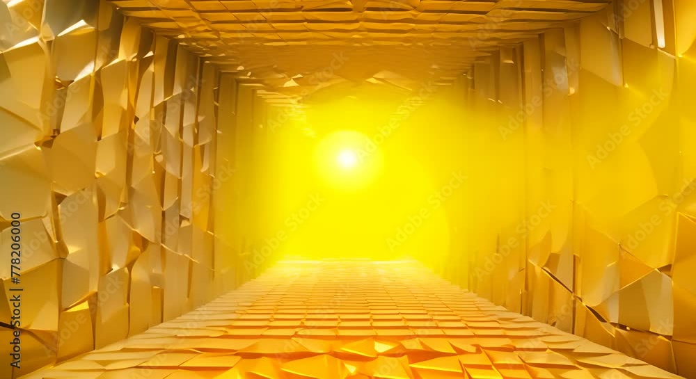 Poster abstract 3d render yellow geometric background modern animation motion design seamless looped video