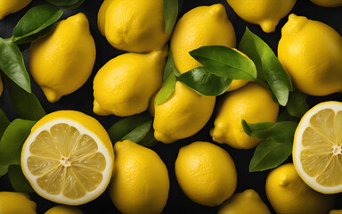 Close up of yellow juicy lemon texture background - Powered by Adobe