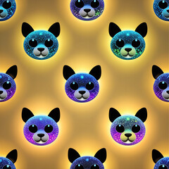 Seamless pattern with cute panda faces. illustration.