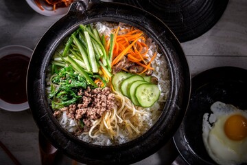 Exquisite Bi Bim Bap: Authentic Korean Cuisine, 4K Ultra HD, Bursting with Colorful Vegetables