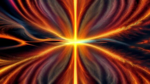 An orange and black abstract image featuring a cross made of light. An orange and black abstract image featuring a cross made of light.
