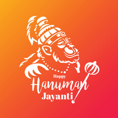 Fototapeta na wymiar Illustration of hanumanji with gada for hanuman jayanti wishes greeting