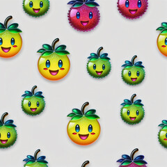 Seamless pattern with cartoon fruit on a light background. illustration