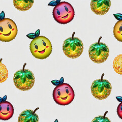 Seamless pattern with cute cartoon apples on a white background.