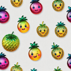 Seamless pattern with funny pineapples. illustration.